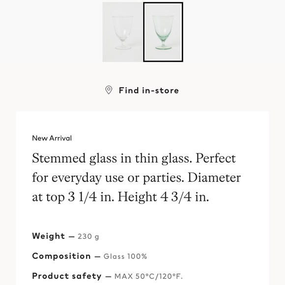 H&M Home Stemmed Glass (Light Green) - Picture 3 of 4